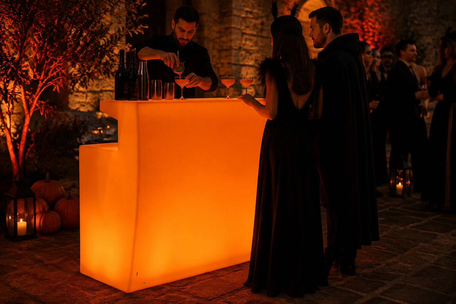 Bar droit lumineux orange lors d’une soirée automnale