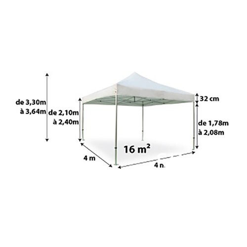 Schéma technique et dimensions de la tente barnum 4 × 4 m