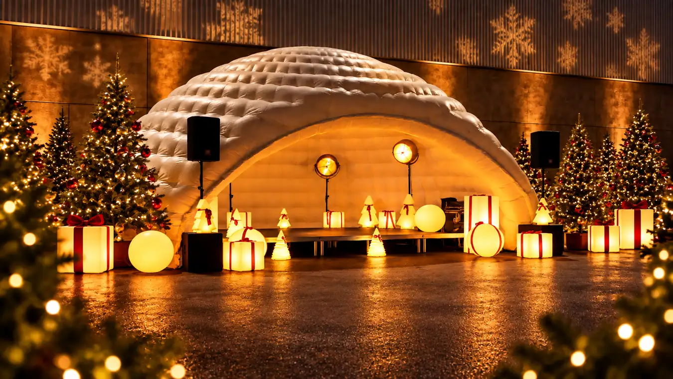 Igloo de Noël illuminé avec mobilier lumineux